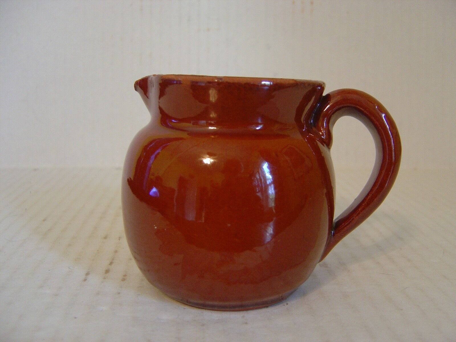 Vintage Small Terra Cotta Glazed Pitcher Made In Spain