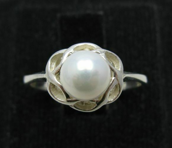 Genuine Stylish Sterling Silver Ring Stamped Solid 925 Pearl Handmade Empress