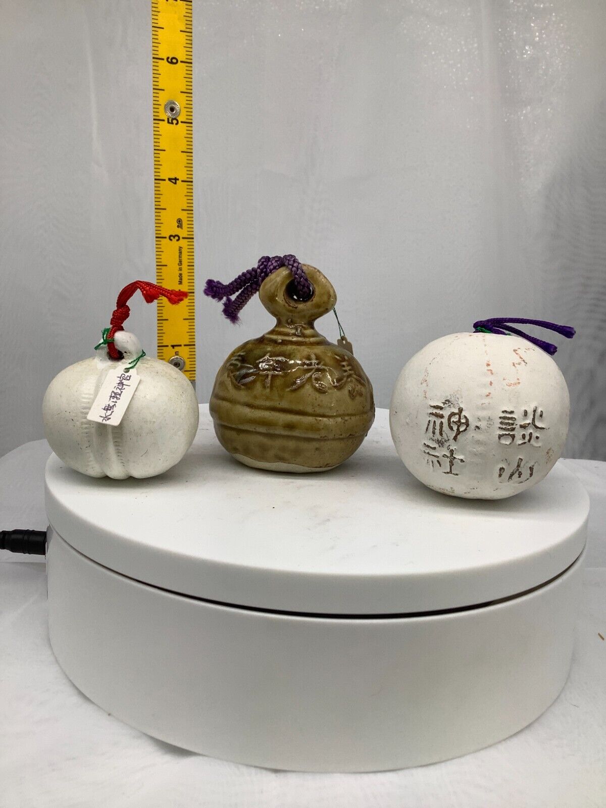 Japanese Clay Bell Ceramic Dorei Asian Antiques  temple shrine 6.2x2.3x3.1inch