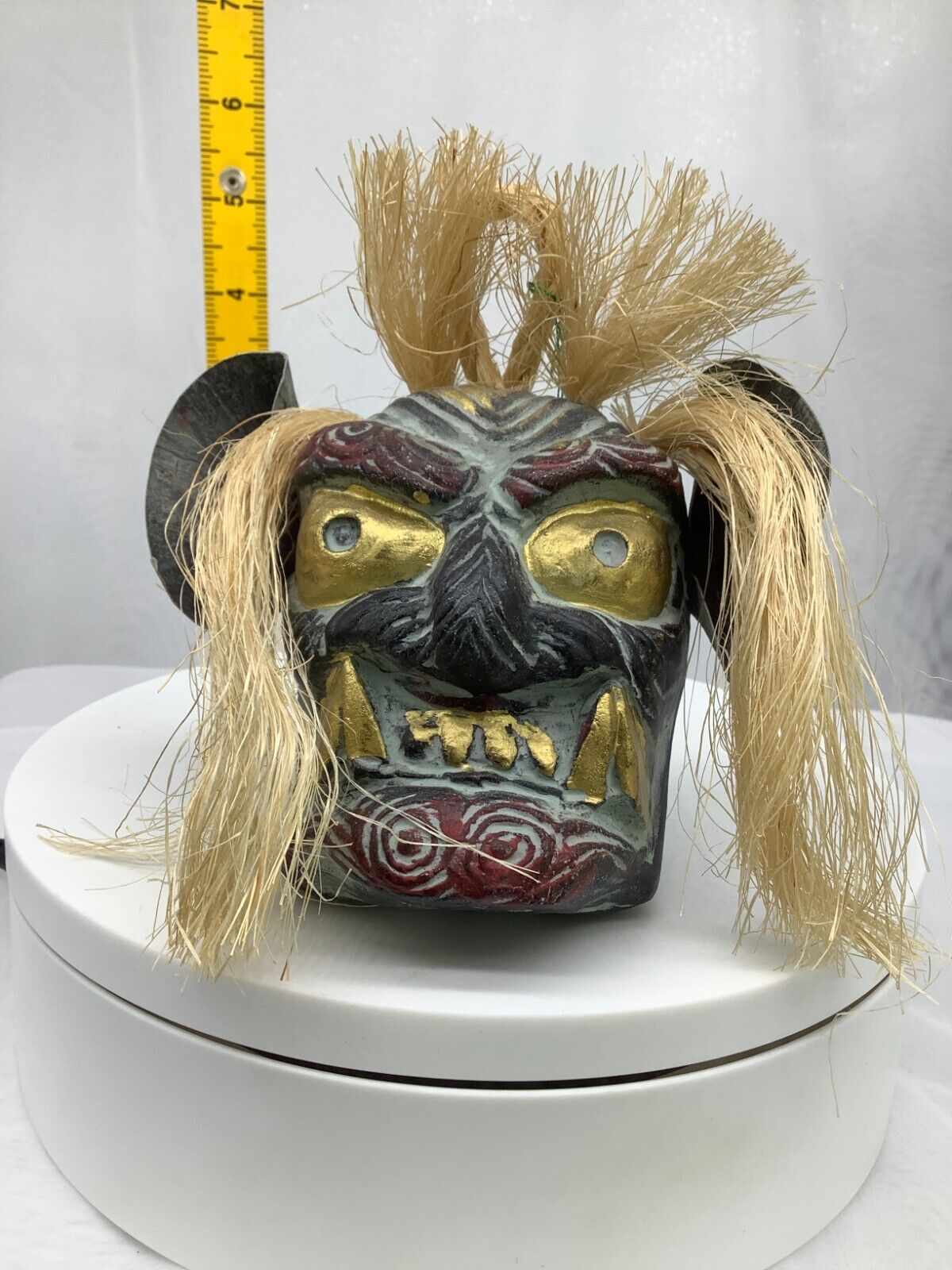 Japanese Clay Bell Ceramic Dorei Asian Antiques demon Kunisaki 4.7x3.3x3.5inch