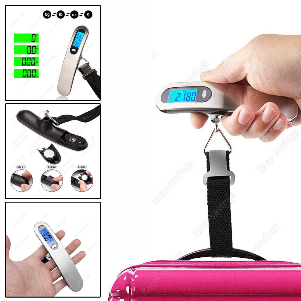 Portable Digital Hanging Scale Travel Luggage Electronic Fish Hook Scale 110lbs