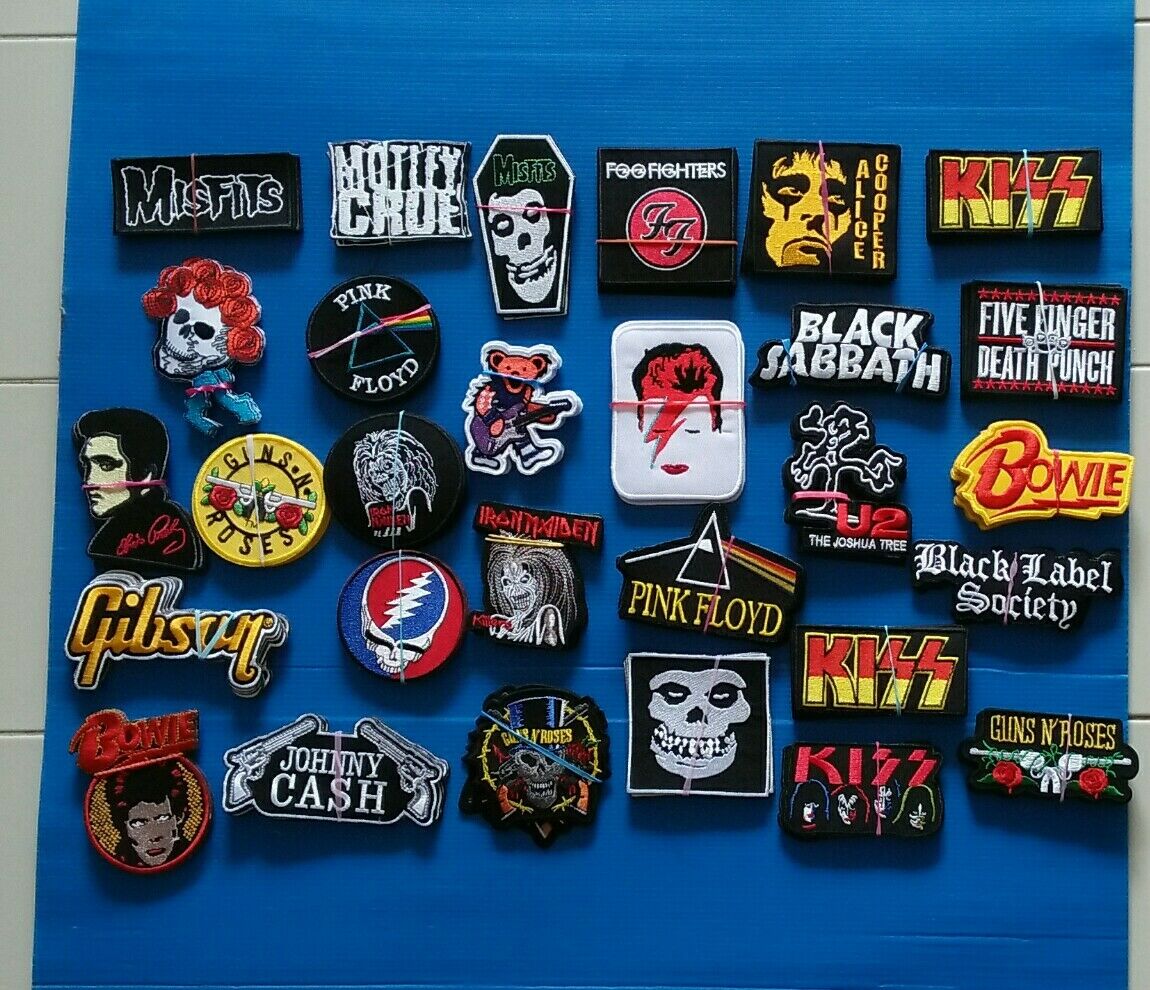 100 RAMDOM LOT BANDS MUSIC  Embroidered Easy Sew/Iron On PATCHES FREE SHIPPING
