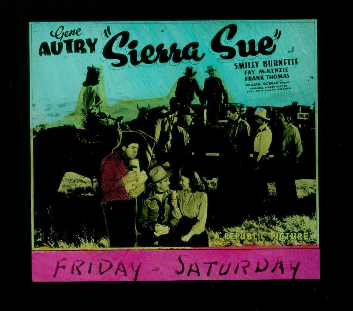 Sierra Sue, 1941, Movie Glass Slide, Gene Autry, Smiley Burnette, Fay Mckenzie