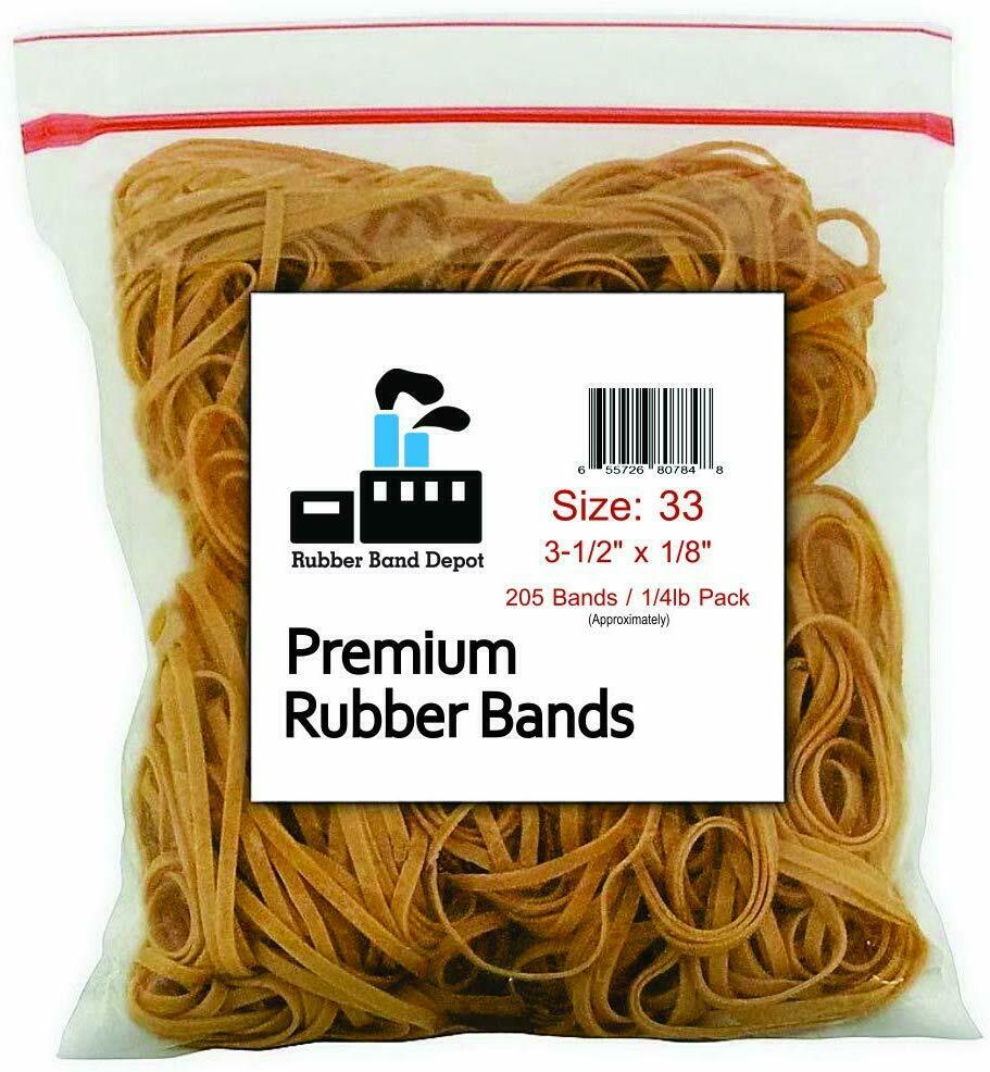 Rubber Band Depot, Size #33 (3-1/2" X 1/8'') (1/4 Pound) Made In Usa