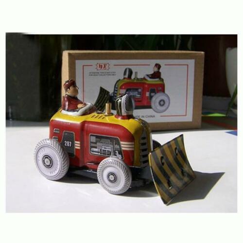 Vintage Bulldozer Tractor Model Tin Toy w/ Wind-up Key Collectible Adult Toys