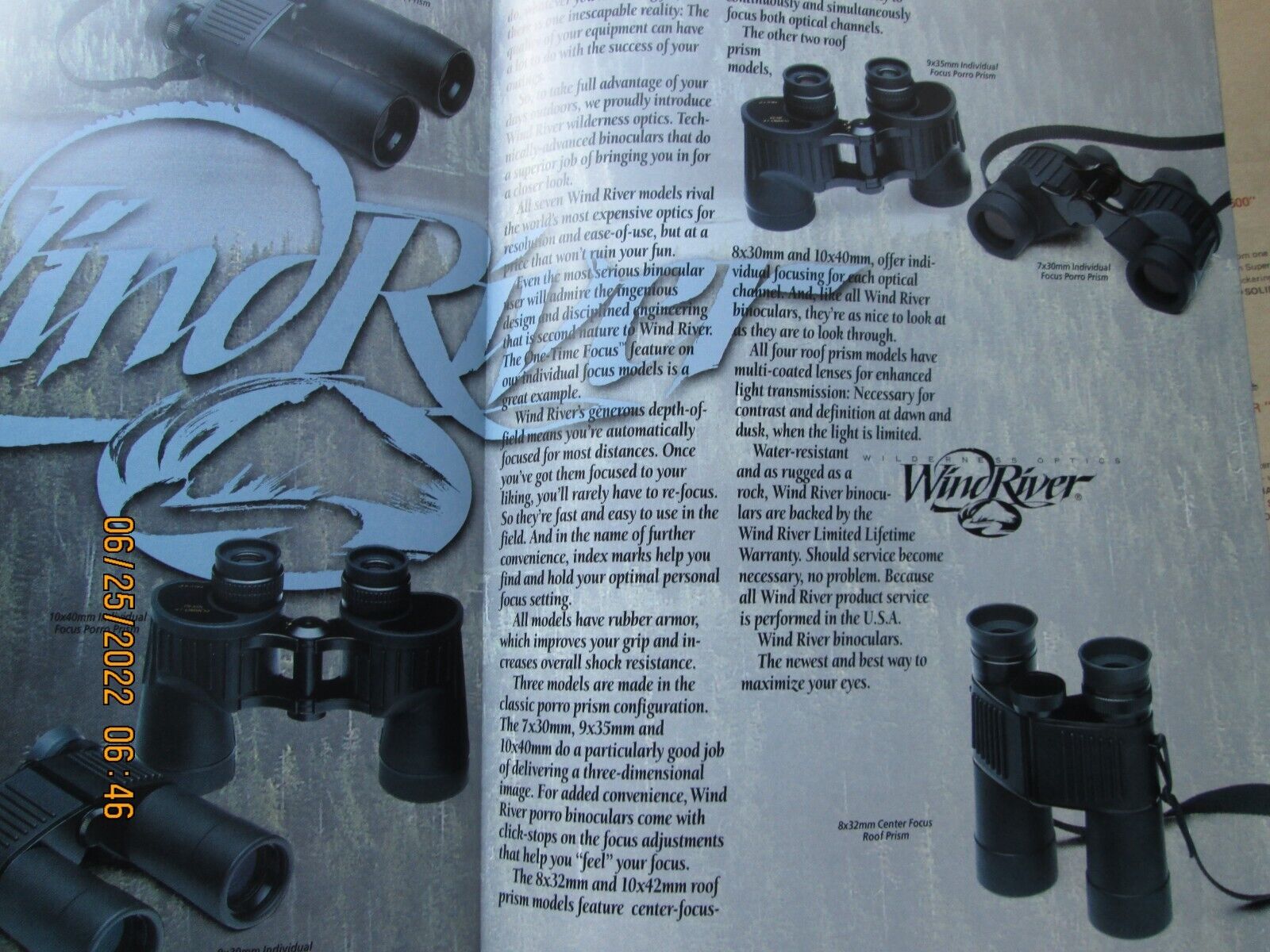 Wilderness Optics Wild River Binoculars Brochure 1994