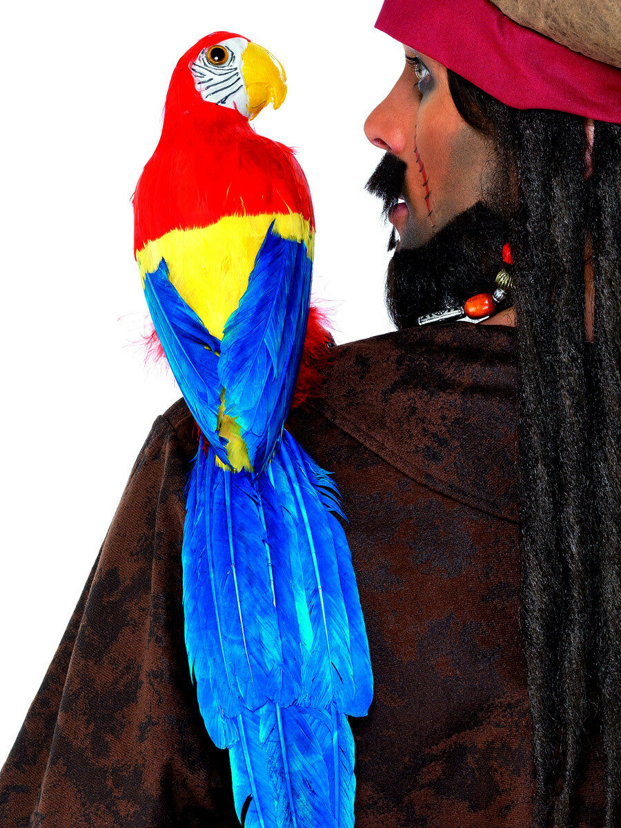20" Pirate Parrot On Shoulder Macaw Bird Skully Pirate Costume Prop Accessory
