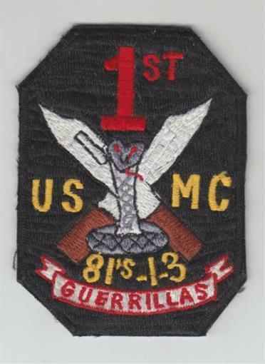 USMC patch: Mortar Platoon, 1sr Battalion, 3rd Marines - COPY, large #'s