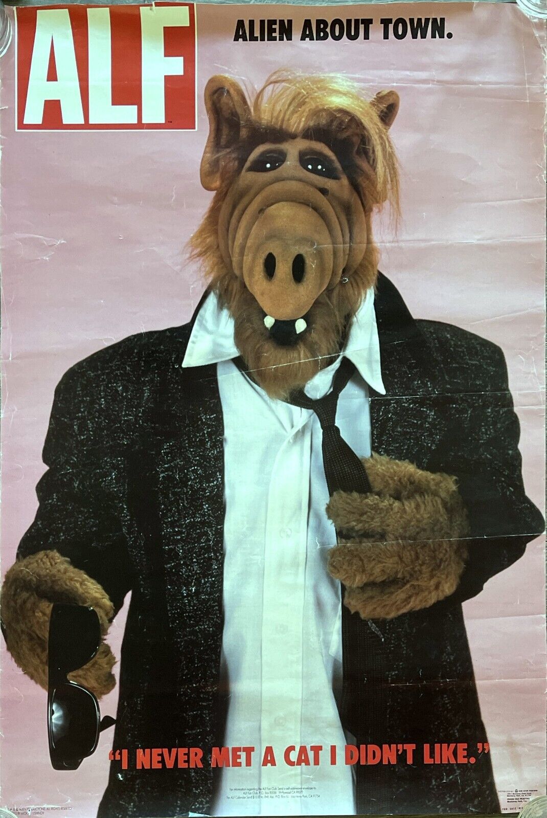 Original Vintage 80s Alf Fan Club "i Never Met A Cat I Didn't Like" Poster