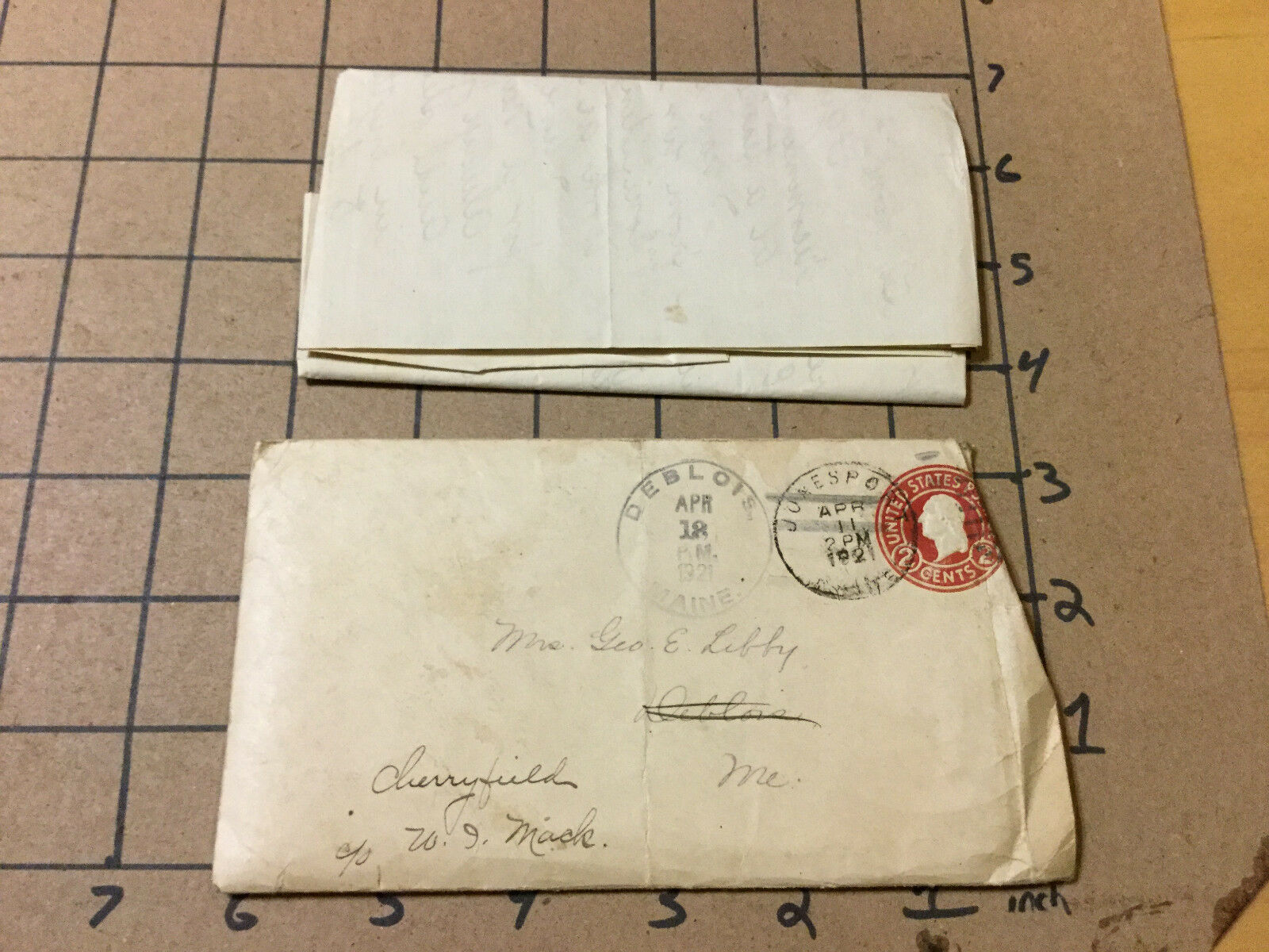 Original Vintage Letters: 1921 About Jobs In Maine - Columbia Falls, Etc