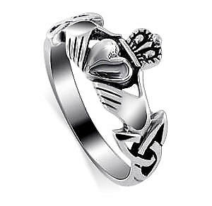 Sterling Silver Irish Claddagh Celtic Friendship and Love Ring Size 4 - 13