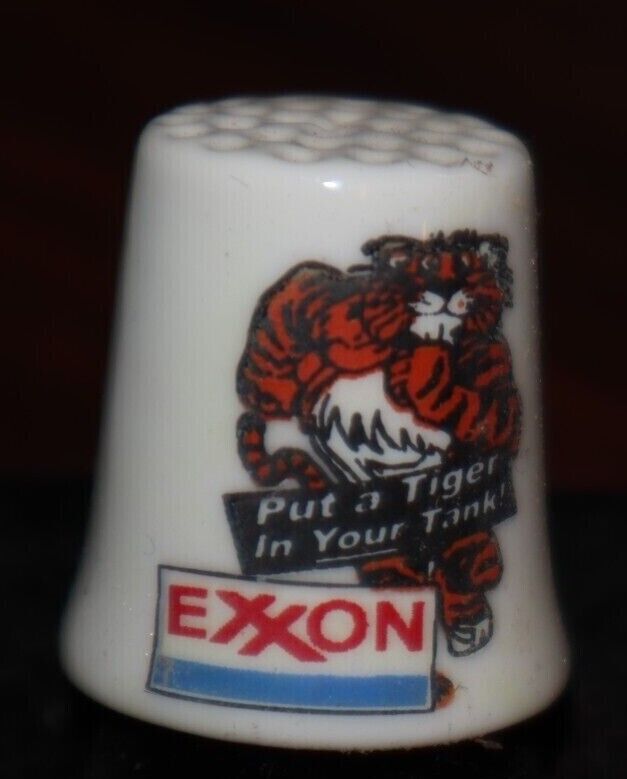 Exxon, Put A Tiger In Tank -- New 1-inch Milk Glass Thimble -- Free Usa Shipping