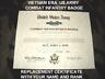 VIETNAM ERA US ARMY COMBAT INFANTRY BADGE REPLACEMENT CERTIFICATE FREE SHIPPING