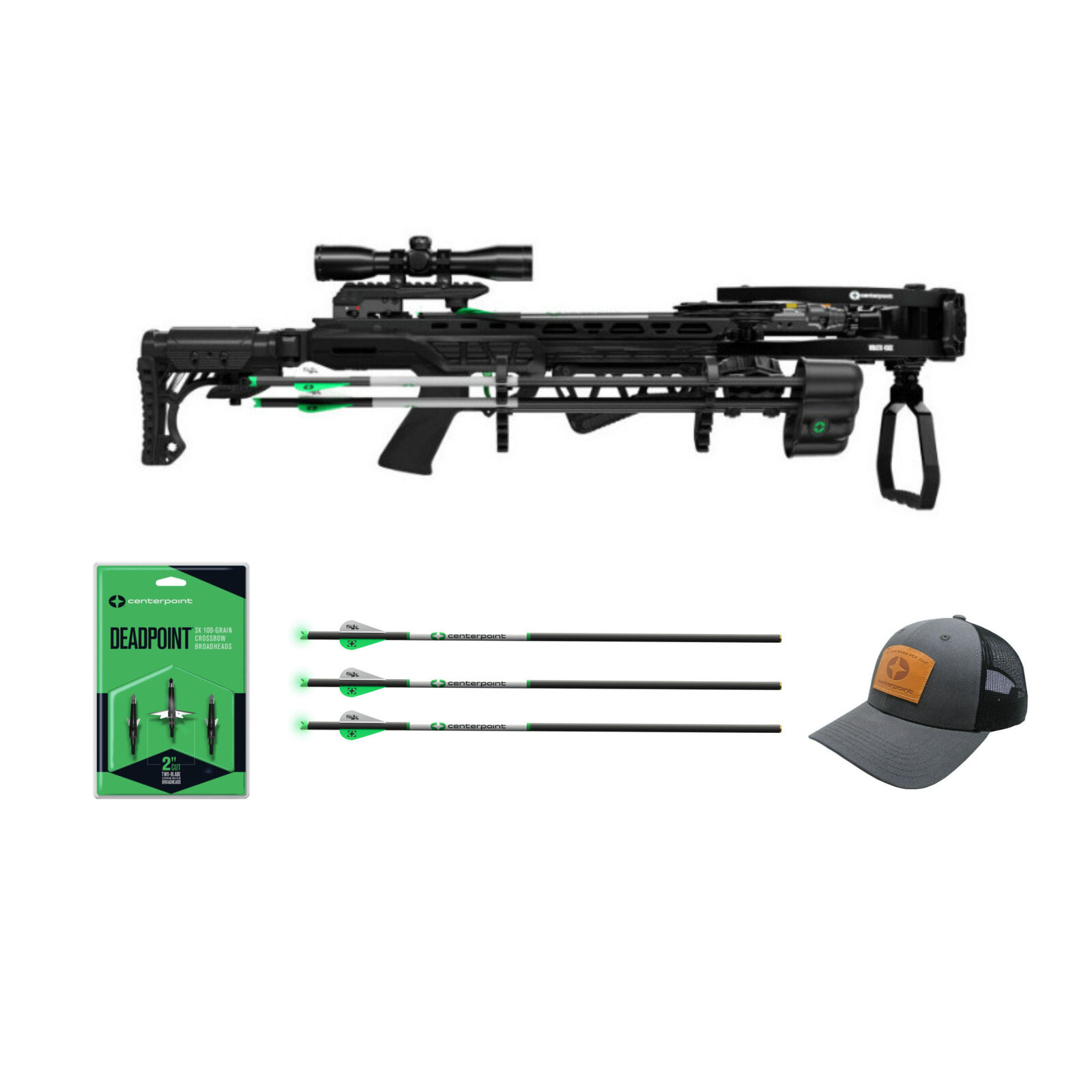Centerpoint Wrath 430x Crossbow Package With Arrows Broadheads And Tribe Hat