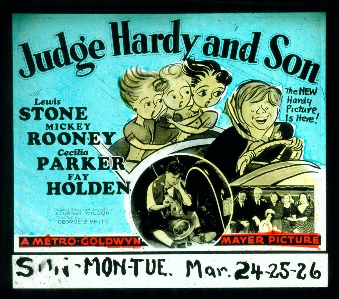 Judge Hardy And Son, 1939, Movie Glass Slide, Lewis Stone, Mickey Rooney