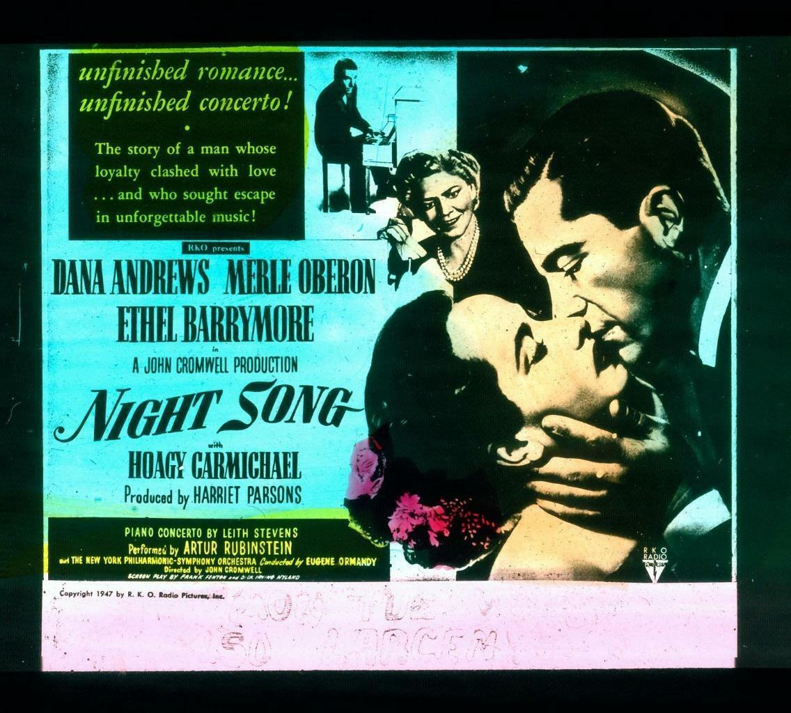 Night Song, 1948, Movie Glass Slide, Dana Andrews, Merle Oberon, Ethel Barrymore