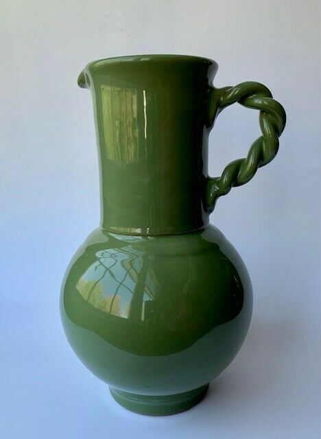 Goldsmith Synergy Designs Green Pitcher Art Pottery Made In Hungary